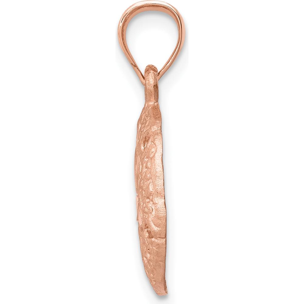 14K Rose Gold Brushed Diamond-cut Sand Dollar Pendant - Elegant Beach-Inspired Jewelry by Oro Pregiato