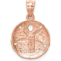 14K Rose Gold Brushed Diamond-cut Sand Dollar Pendant - Elegant Beach-Inspired Jewelry by Oro Pregiato