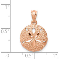 14K Rose Gold Brushed Diamond-cut Sand Dollar Pendant - Elegant Beach-Inspired Jewelry by Oro Pregiato