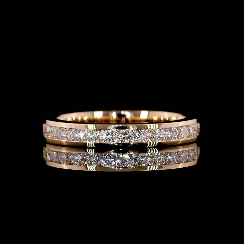 14K Rose Gold Channel Set Eternity Band with 29 Round Brilliant Lab Grown Diamonds - 0.97 Carat Total Weight - Covaloro Fine Jewelry