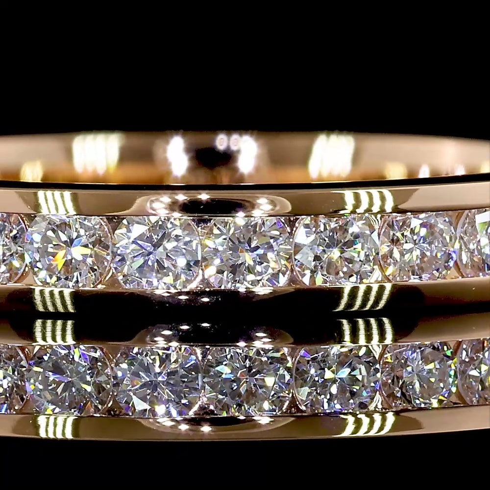 14K Rose Gold Channel Set Eternity Band with 29 Round Brilliant Lab Grown Diamonds - 0.97 Carat Total Weight - Covaloro Fine Jewelry