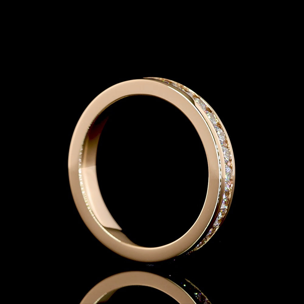 14K Rose Gold Channel Set Eternity Band with 29 Round Brilliant Lab Grown Diamonds - 0.97 Carat Total Weight - Covaloro Fine Jewelry