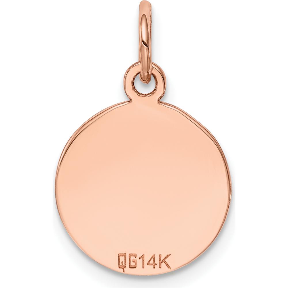 14K Rose Gold Circular Engravable Disc Pendant Charm - 12mm by Oro Pregiato