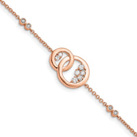 14K Rose Gold Complete 1/3 Carat Diamond Double Circle with Star Dangle 7" Bracelet by Monteluci Fine Jewelry