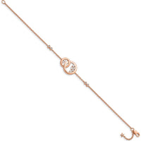 14K Rose Gold Complete 1/3 Carat Diamond Double Circle with Star Dangle 7" Bracelet by Monteluci Fine Jewelry