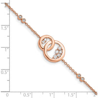 14K Rose Gold Complete 1/3 Carat Diamond Double Circle with Star Dangle 7" Bracelet by Monteluci Fine Jewelry