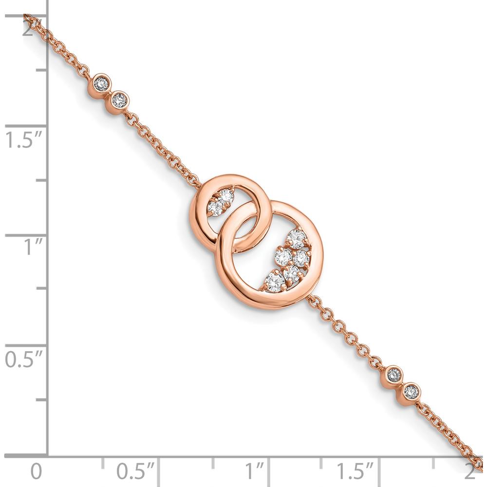 14K Rose Gold Complete 1/3 Carat Diamond Double Circle with Star Dangle 7" Bracelet by Monteluci Fine Jewelry