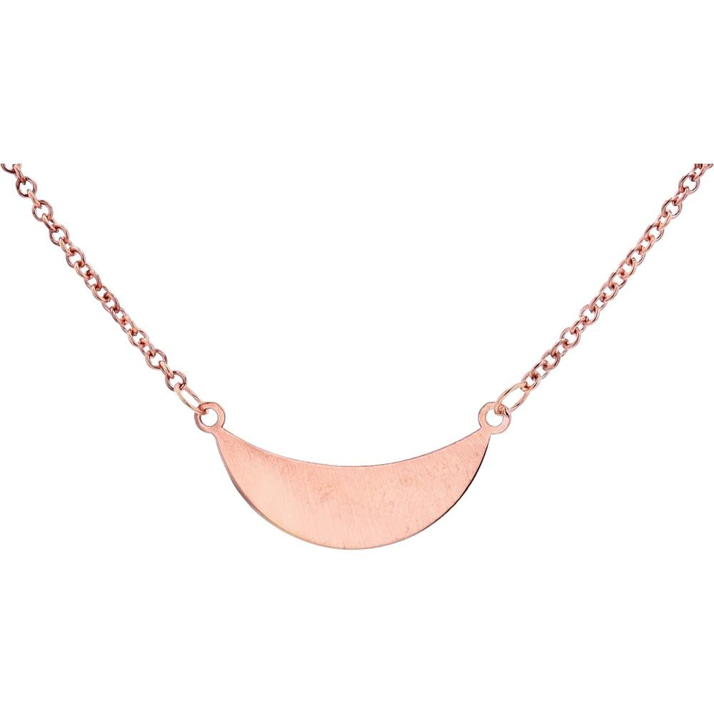 14K Rose Gold Crescent Pendant Necklace with 18-Inch Chain - Approx. 2.15g