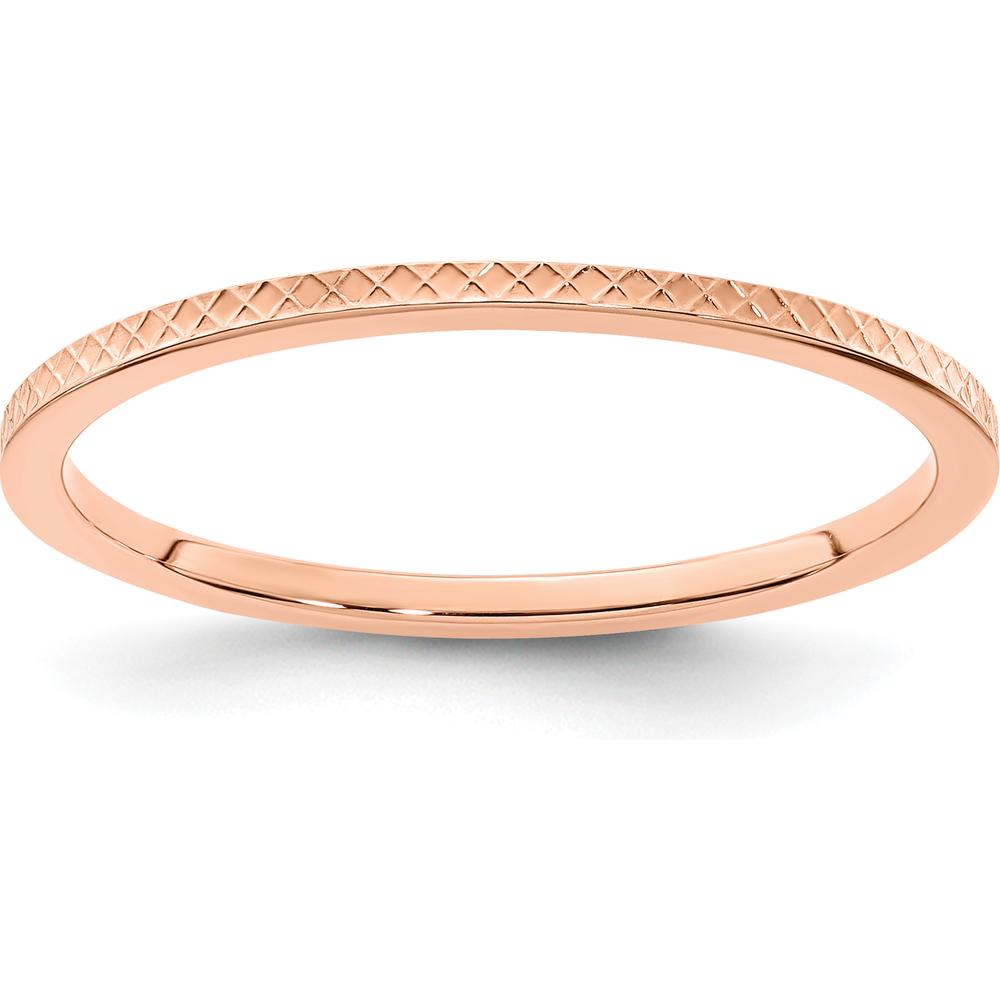 14K Rose Gold Criss-Cross Pattern Stackable Band - 1.2mm Width, Size 7.5 by 0