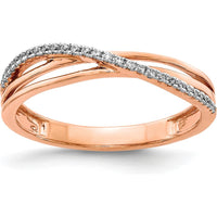14K Rose Gold Crisscross Diamond Ring with 29 Round Diamonds - 0.004 Carat Total Diamond Weight by 0