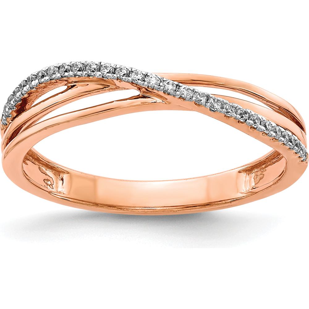 14K Rose Gold Crisscross Diamond Ring with 29 Round Diamonds - 0.004 Carat Total Diamond Weight by 0