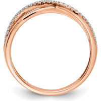 14K Rose Gold Crisscross Diamond Ring with 29 Round Diamonds - 0.004 Carat Total Diamond Weight by 0