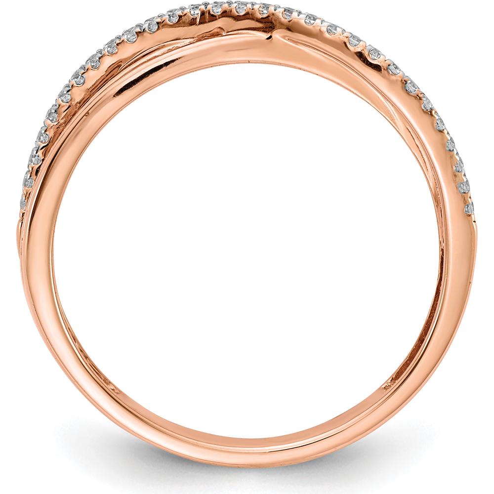 14K Rose Gold Crisscross Diamond Ring with 29 Round Diamonds - 0.004 Carat Total Diamond Weight by 0