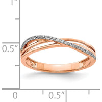 14K Rose Gold Crisscross Diamond Ring with 29 Round Diamonds - 0.004 Carat Total Diamond Weight by 0