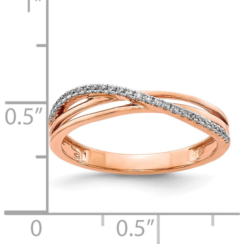 14K Rose Gold Crisscross Diamond Ring with 29 Round Diamonds - 0.004 Carat Total Diamond Weight by 0