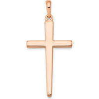 14K Rose Gold Cross Pendant with Concave Profile - 44mm x 20mm by Oro Pregiato