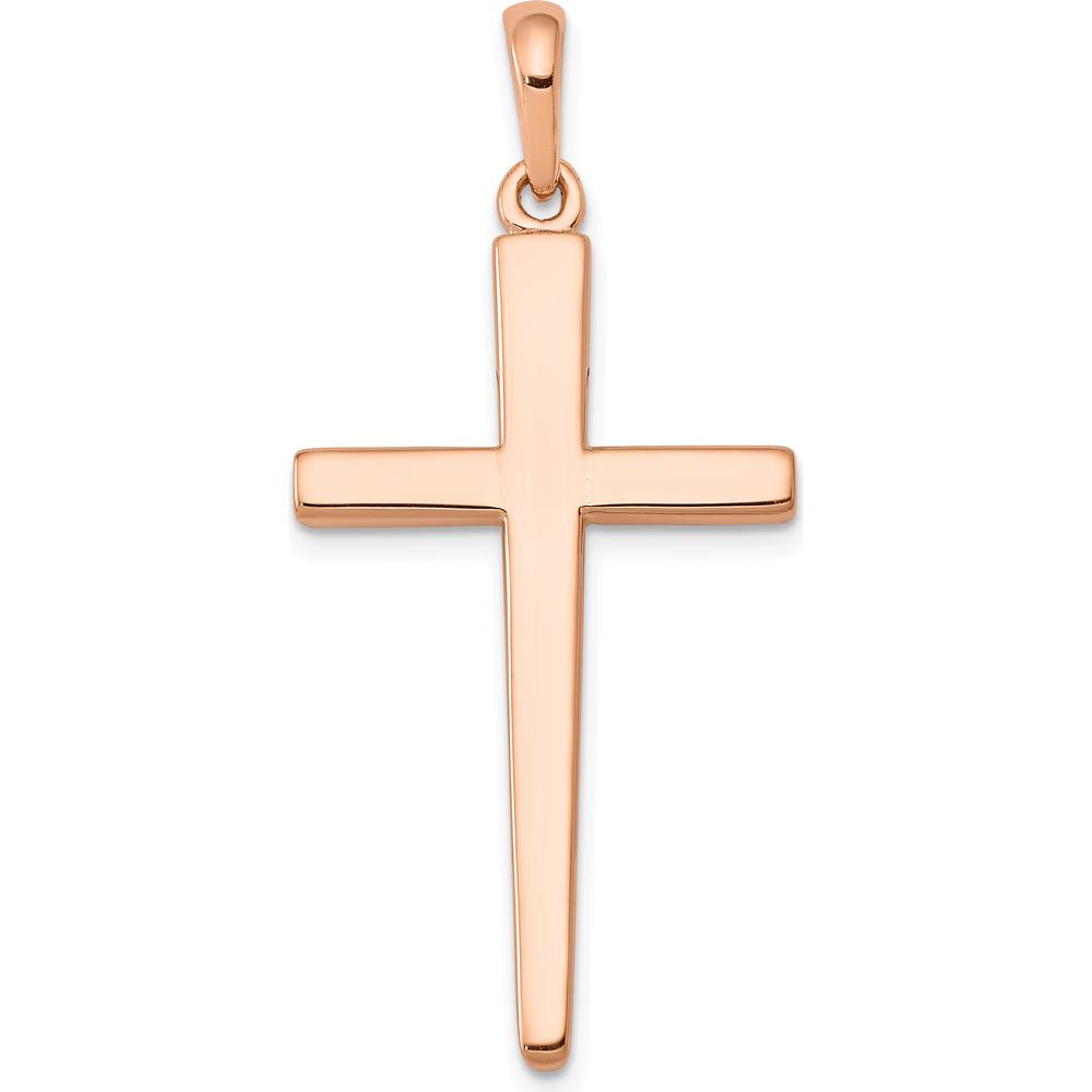 14K Rose Gold Cross Pendant with Concave Profile - 44mm x 20mm by Oro Pregiato