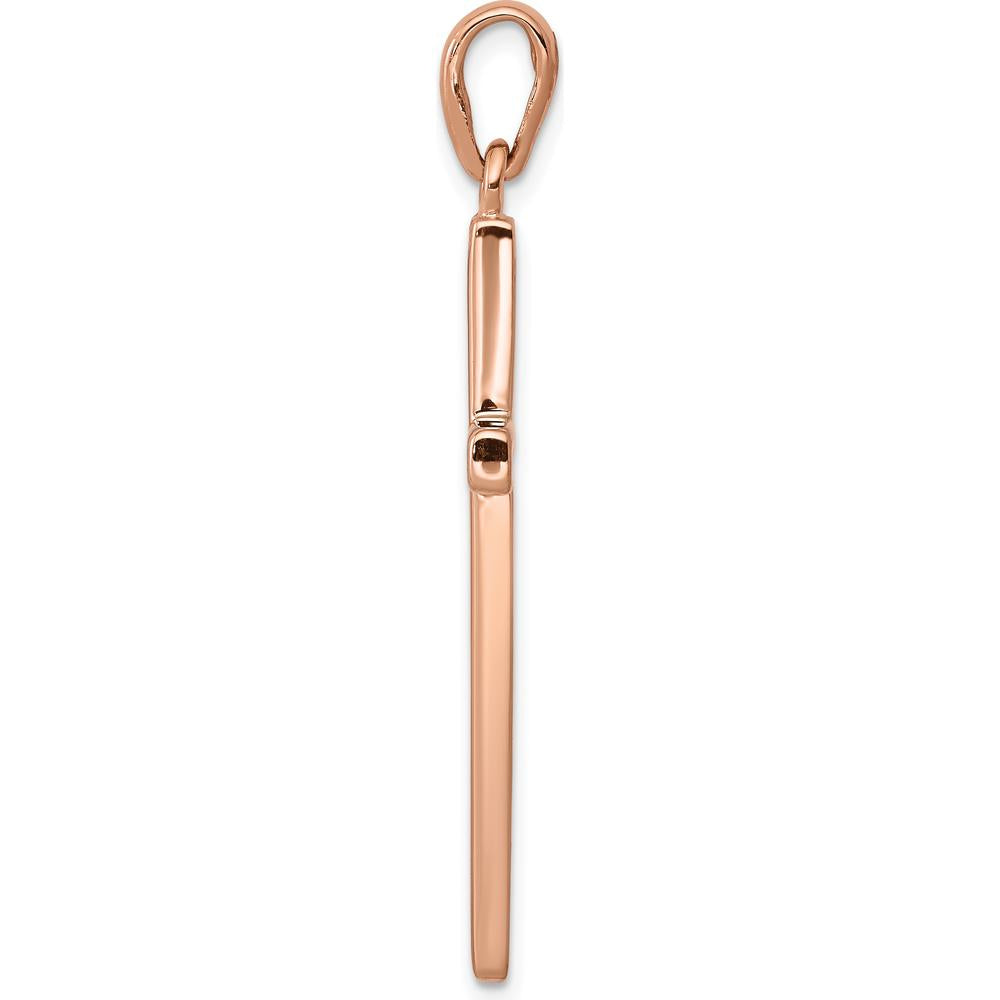 14K Rose Gold Cross Pendant with Concave Profile - 44mm x 20mm by Oro Pregiato