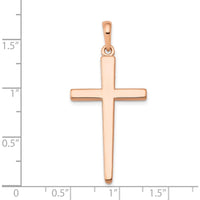 14K Rose Gold Cross Pendant with Concave Profile - 44mm x 20mm by Oro Pregiato