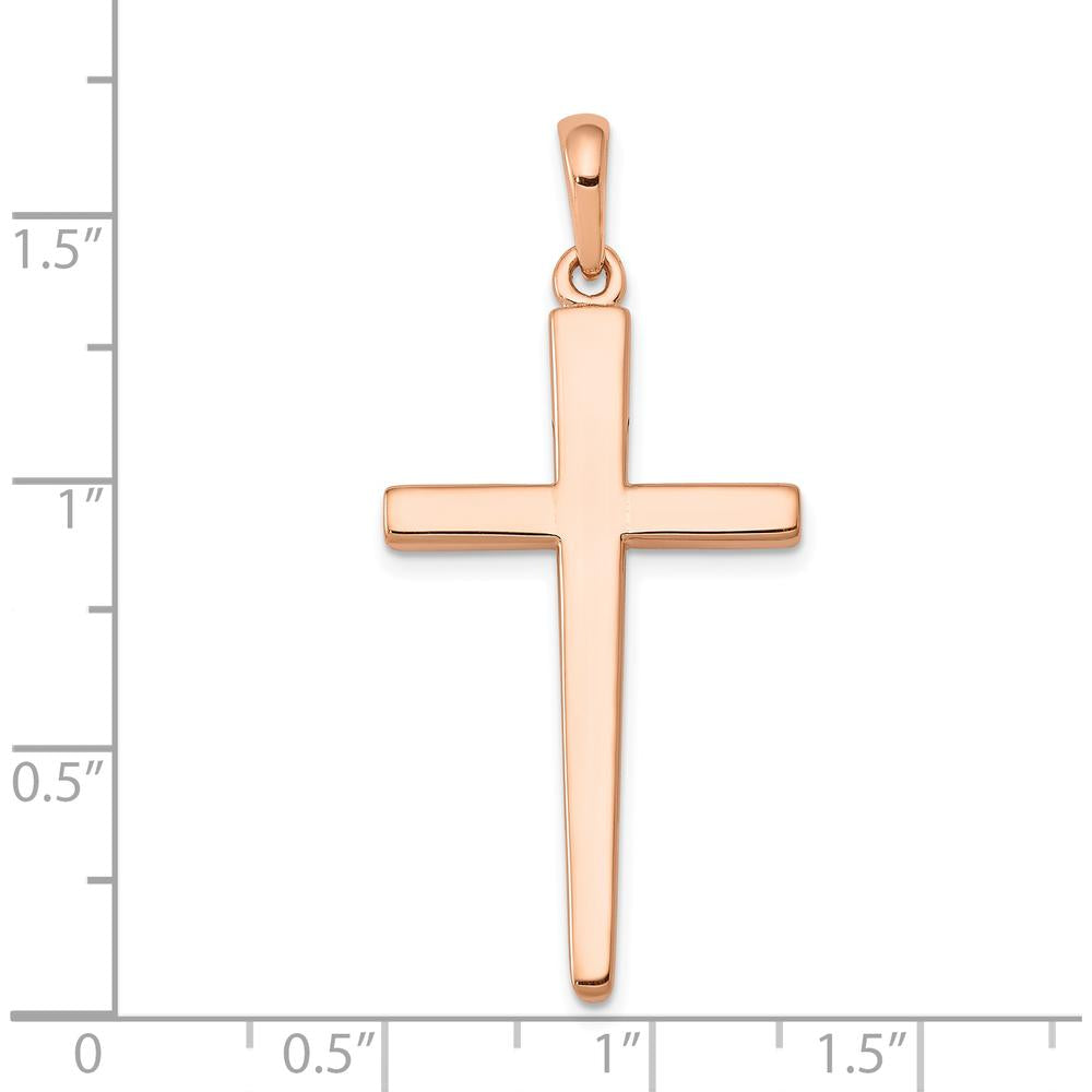 14K Rose Gold Cross Pendant with Concave Profile - 44mm x 20mm by Oro Pregiato