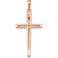 14K Rose Gold Cross Pendant with Concave Profile - 44mm x 20mm by Oro Pregiato