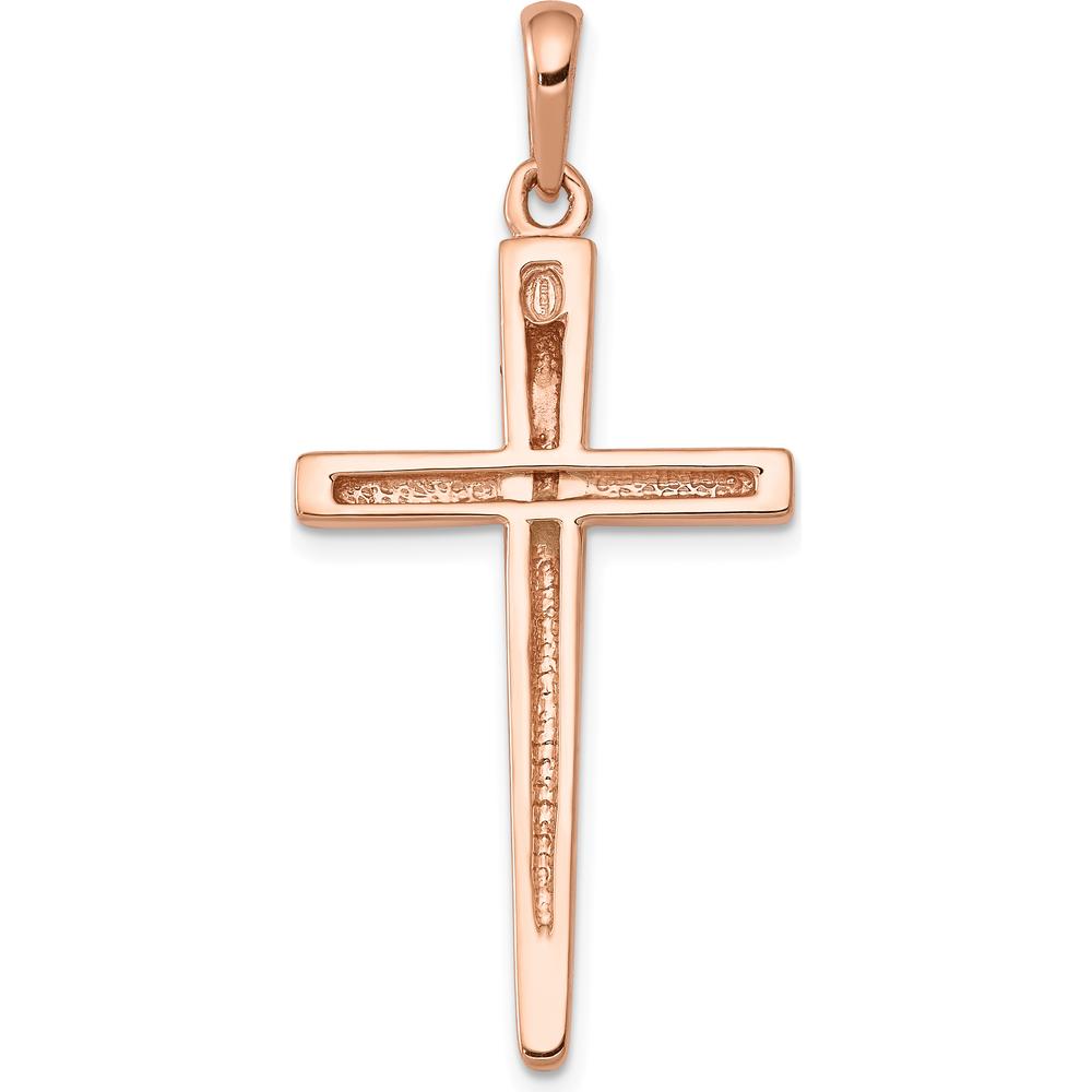 14K Rose Gold Cross Pendant with Concave Profile - 44mm x 20mm by Oro Pregiato