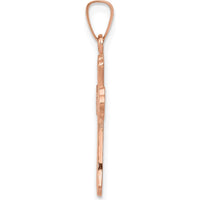 14K Rose Gold Cross Pendant with Die Struck Design - 22mm Length by Oro Pregiato