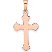 14K Rose Gold Cross Pendant with Die Struck Design - 22mm Length by Oro Pregiato