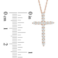 14K Rose Gold Cross Pendant with Prong Set Round Diamonds - 0.54 Carat Total Diamond Weight by Auriventus
