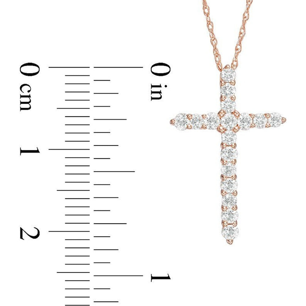 14K Rose Gold Cross Pendant with Prong Set Round Diamonds - 0.54 Carat Total Diamond Weight by Auriventus