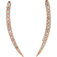 14K Rose Gold Curved Drop Earrings with Prong Set Round Diamonds - 0.15 Carat Total Diamond Weight