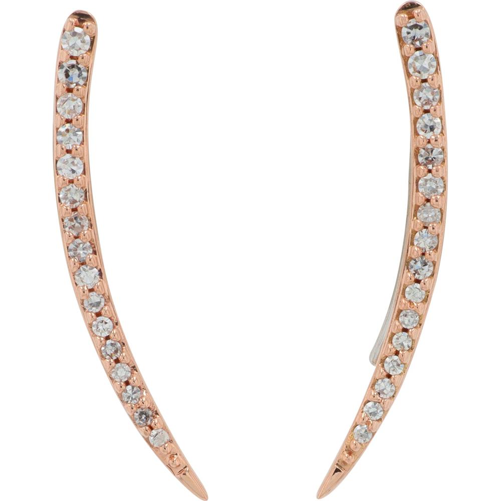 14K Rose Gold Curved Drop Earrings with Prong Set Round Diamonds - 0.15 Carat Total Diamond Weight