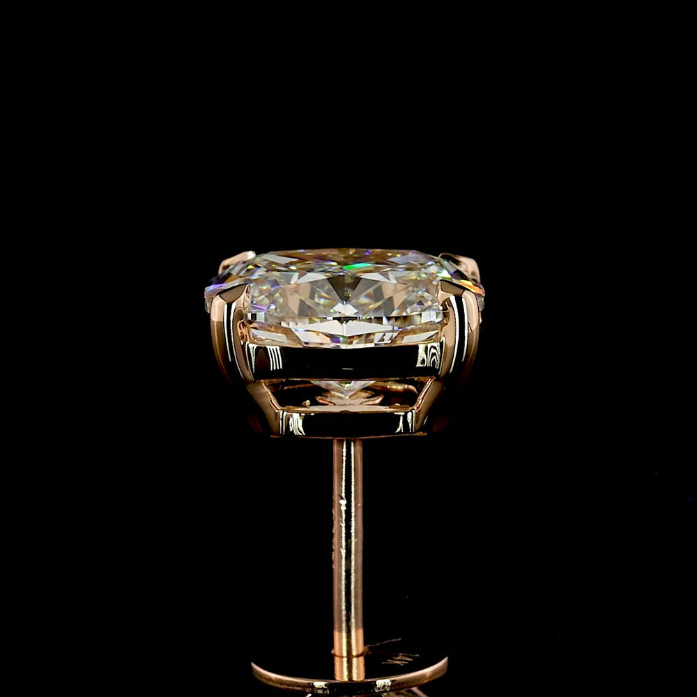14K Rose Gold Cushion Brilliant Lab Diamond Stud Earrings - 2.40 Carat Total Weight, E-F Color VVS2 Clarity, GIA Certified - Covaloro Fine Jewelry