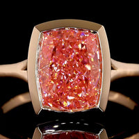 14K Rose Gold Cushion Cut Bezel Set Fancy Vivid Pink Lab Diamond Special Ring - 3.13 Carat Total Weight with IGI Certification - Covaloro Fine Jewelry