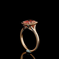 14K Rose Gold Cushion Cut Bezel Set Fancy Vivid Pink Lab Diamond Special Ring - 3.13 Carat Total Weight with IGI Certification - Covaloro Fine Jewelry