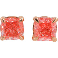 14K Rose Gold Cushion Cut Lab Grown Pink Diamond Stud Earrings - 1.00 Carat Total Diamond Weight