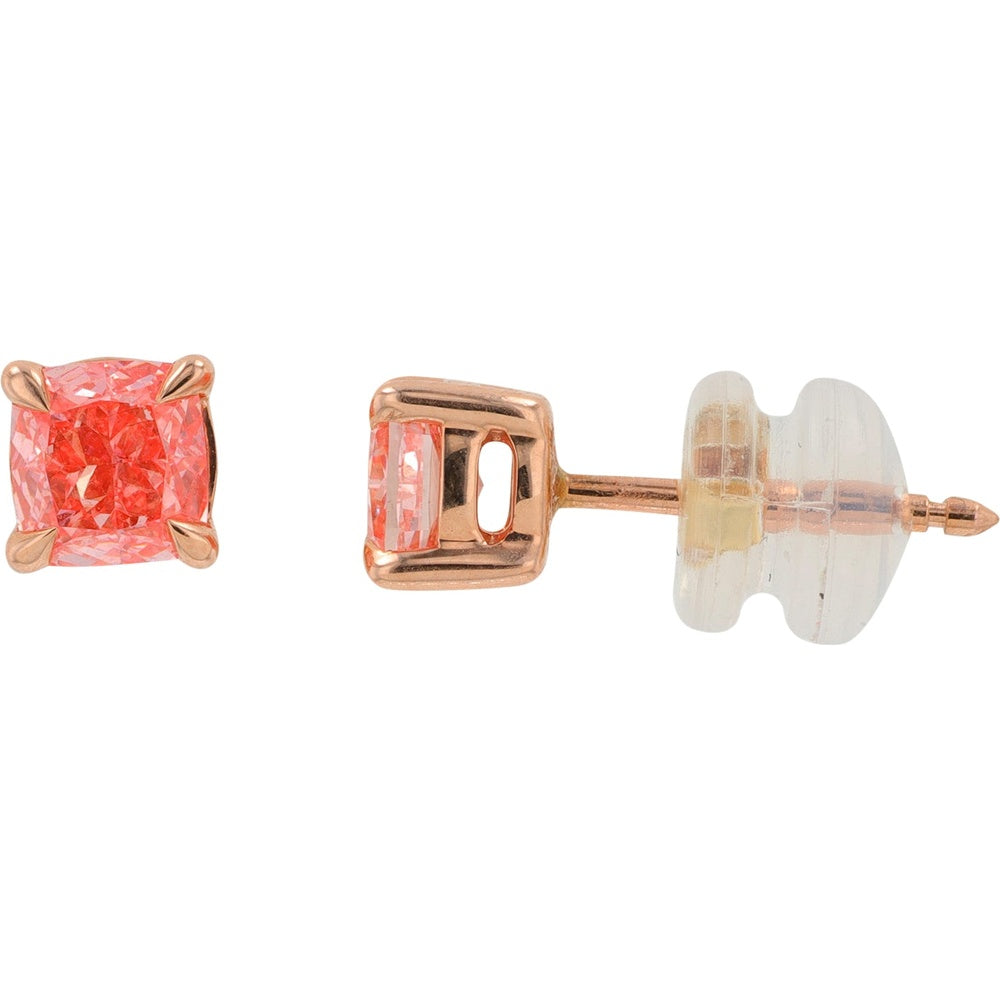 14K Rose Gold Cushion Cut Lab Grown Pink Diamond Stud Earrings - 1.00 Carat Total Diamond Weight