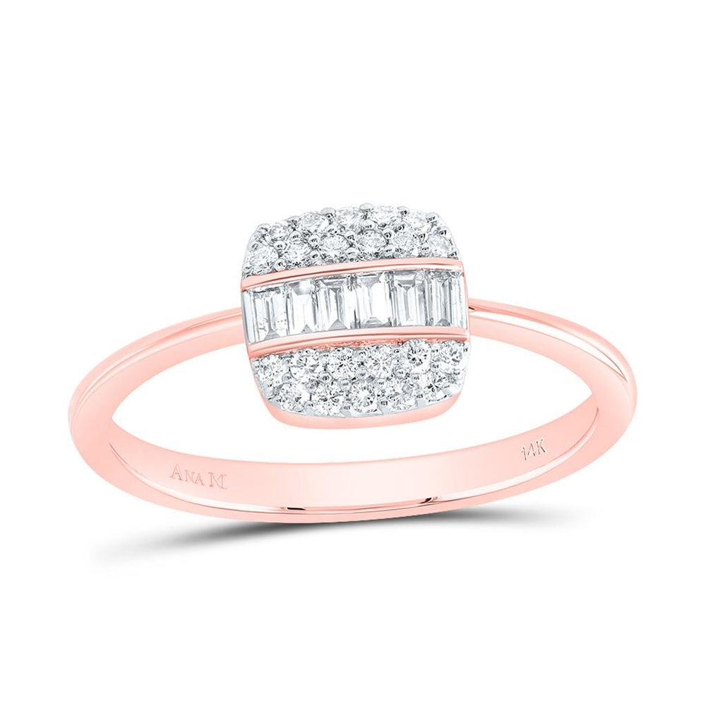 14K Rose Gold Cushion Diamond Ring - 1/3 Carat Total Diamond Weight