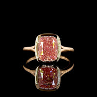 14K Rose Gold Cushion Modified Solitaire Ring with Fancy Vivid Pink Lab Diamond - 3.32 Total Carat Weight - Covaloro Fine Jewelry