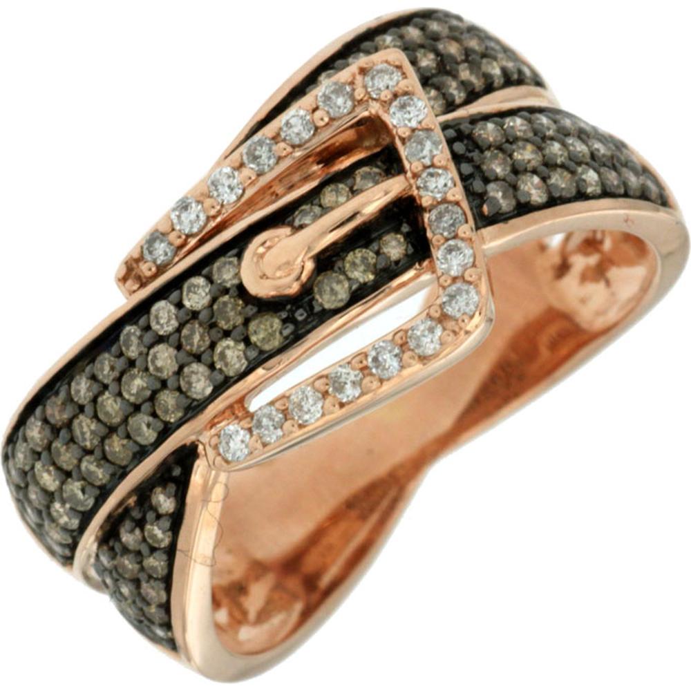14K Rose Gold Diamond & Mocha Diamond Buckle Ring - 0.50 Carats Total Diamond Weight
