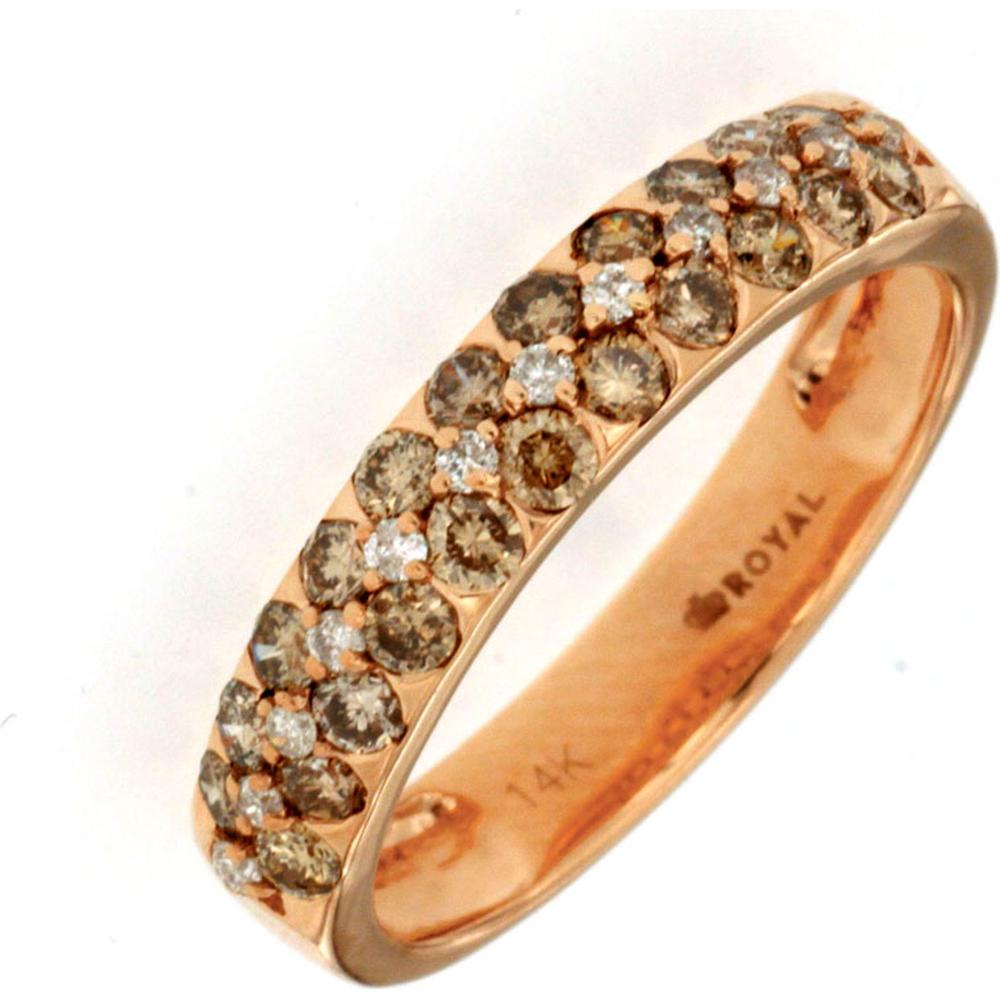 14K Rose Gold Diamond & Mocha Diamond Ring - 0.79 Carats Total Diamond Weight
