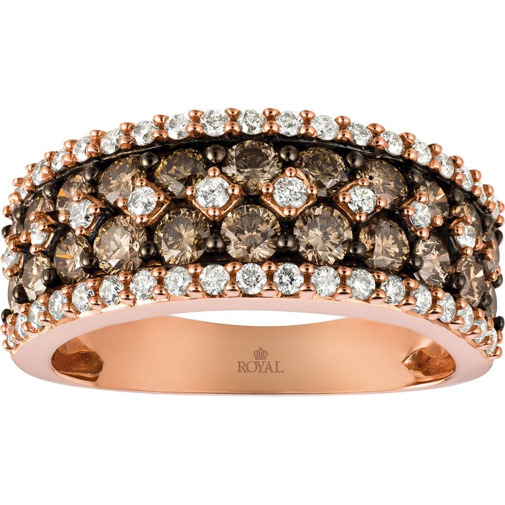 14K Rose Gold Diamond & Mocha Diamond Ring - 1.85 Carats Total Diamond Weight