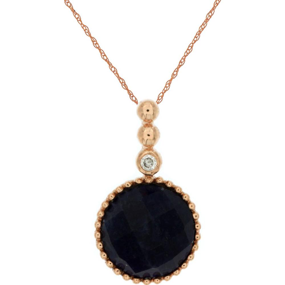 14K Rose Gold Diamond and Sodalite Pendant - 0.02 Carats Diamond Weight