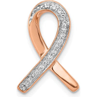 14K Rose Gold Diamond Awareness Ribbon Slide Pendant - 0.085 Carat Total Diamond Weight by Monteluci Fine Jewelry