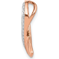14K Rose Gold Diamond Awareness Ribbon Slide Pendant - 0.085 Carat Total Diamond Weight by Monteluci Fine Jewelry