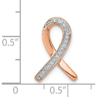 14K Rose Gold Diamond Awareness Ribbon Slide Pendant - 0.085 Carat Total Diamond Weight by Monteluci Fine Jewelry