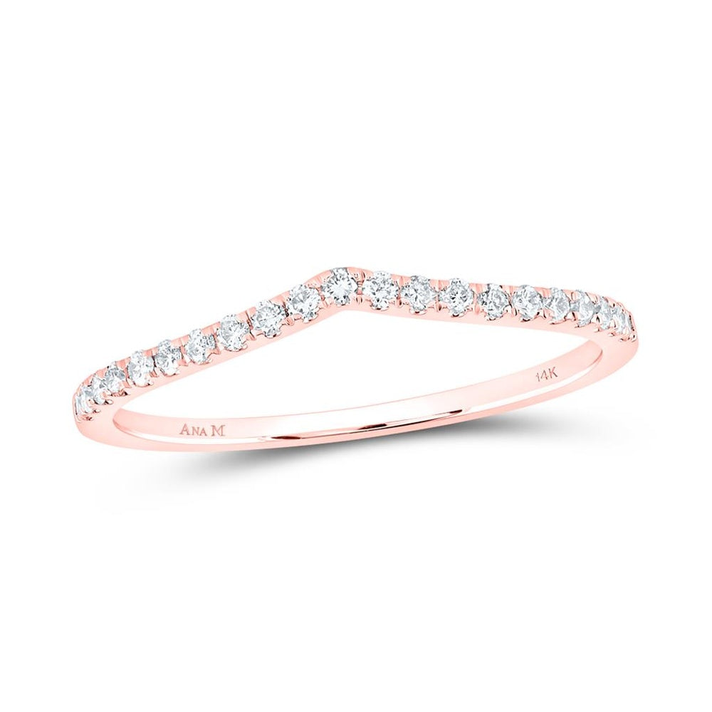 14K Rose Gold Diamond Band Ring - 1/6 Carat Total Diamond Weight