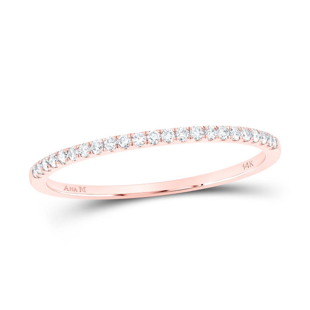 14K Rose Gold Diamond Band Ring - 1/8 Carat Total Diamond Weight