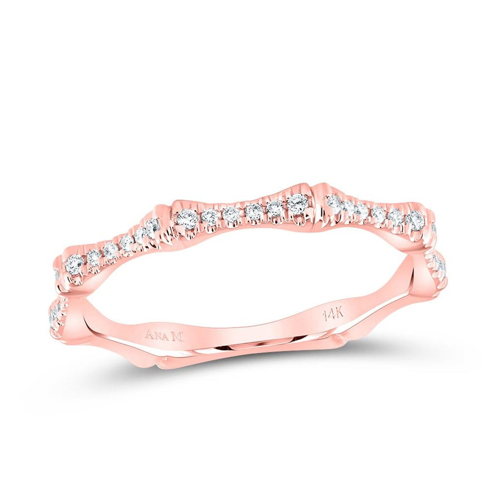 14K Rose Gold Diamond Band Ring - 1/8 Carat Total Diamond Weight