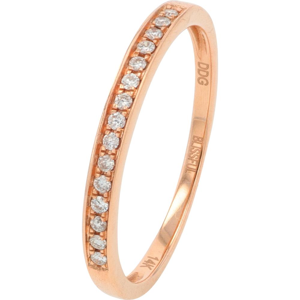 14K Rose Gold Diamond Band with 0.10 Carats Total Diamond Weight